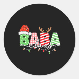 Claus Christmas Lights Santa Hat Family Matching Classic Round Sticker