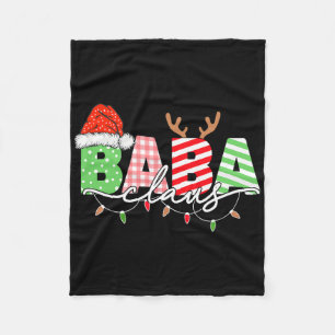 Claus Christmas Lights Santa Hat Family Matching  Fleece Blanket