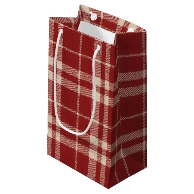 Claus Christmas Plaid Small Gift Bag (Front Angled)