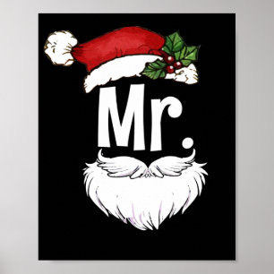 Claus Couples Matching Christmas Pajamas Santa Poster