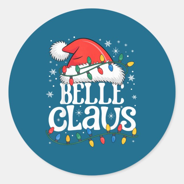 Claus Funny Xmas Christmas Grandma Holiday Style  Classic Round Sticker (Front)