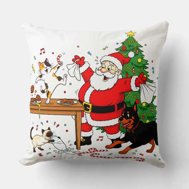 Claus-trophobia: Santa’s Cookie Chaos Crew Cushion (Front)