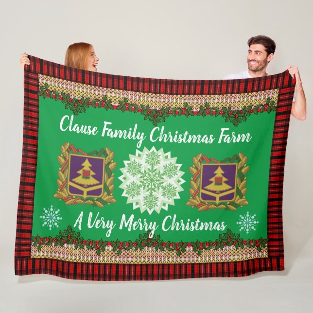Clause Family Christmas Farm Personalised Fleece Blanket (In Situ)