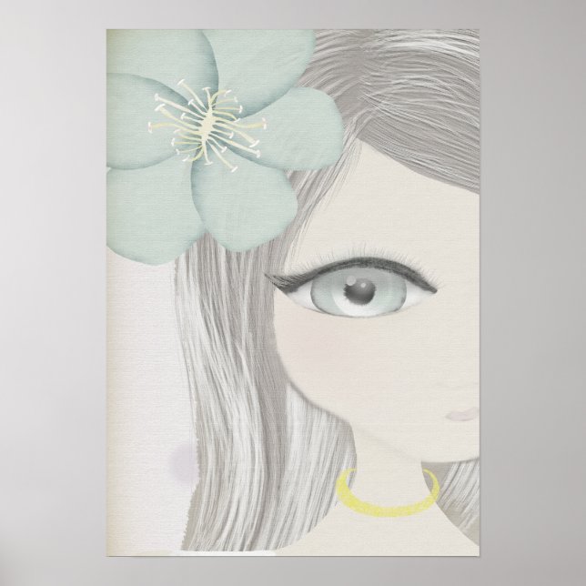Clavel flower green big eye delicate zoom print (Front)