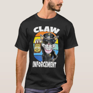 Claw Enforcement Cat Wearing Sunglasses Cute Summe T-Shirt