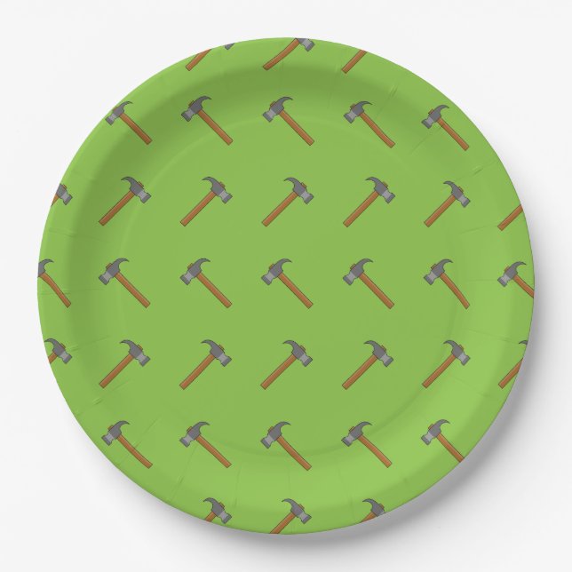 Claw Hammer Cartoon Paper Plate (Front)
