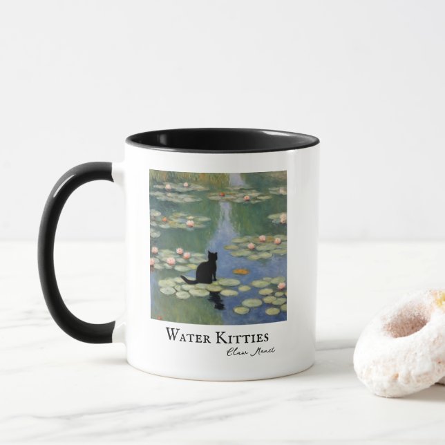 Claw Monet Water Lilies Cat Pond Mug (With Donut)