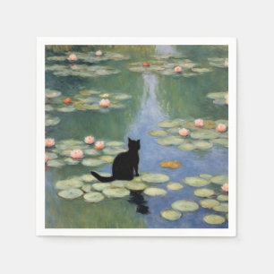 Claw Monet Water Lilies Cat Pond  Napkin