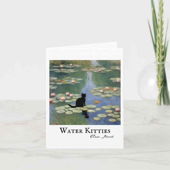 Claw Monet Water Lilies Cat Sympathy Card (Front)