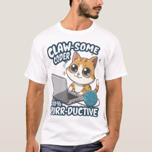Claw-some Coder Anime Cat T-Shirt – Funny Programm