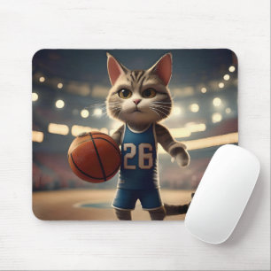 Claw-some Hoops: The Fearless Cat Basketballer Mouse Mat