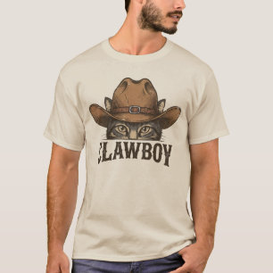 Clawboy Funny Cat Pun Vintage Western Aesthetic T-Shirt