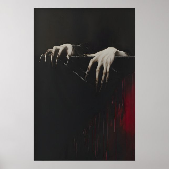 Clawed Hands Dracula Vampire Print, Gothic Art Dar Poster (Front)