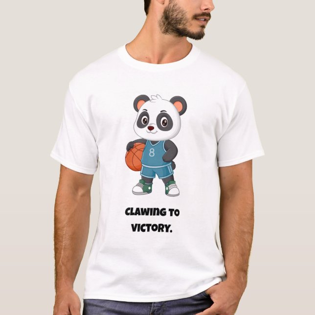Clawing to victory-Funny Cat-Basketball T-Shirt (Front)