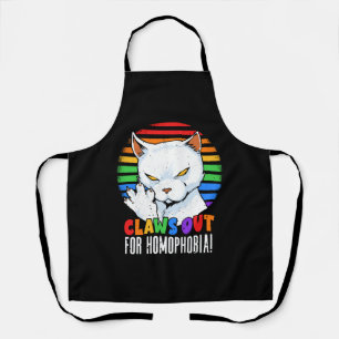 Claws Out for Homophobia Rainbow Angry LGBT Cat Apron