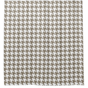 Clay and White Houndstooth Pattern Shower Curtain