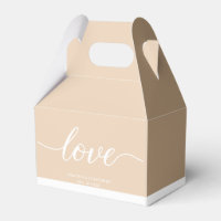 Clay and White Minimalist Wedding custom Favour Bo