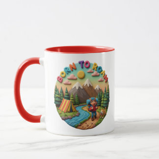 Clay Art “Born to Roam” Camping Adventure Scene Mug