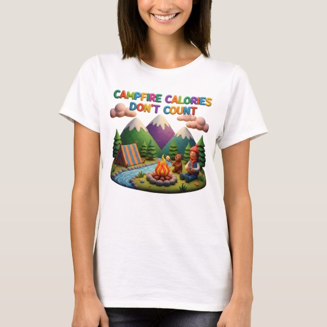 Clay Art “Campfire Calories Don’t Count” Scene T-Shirt (Front)