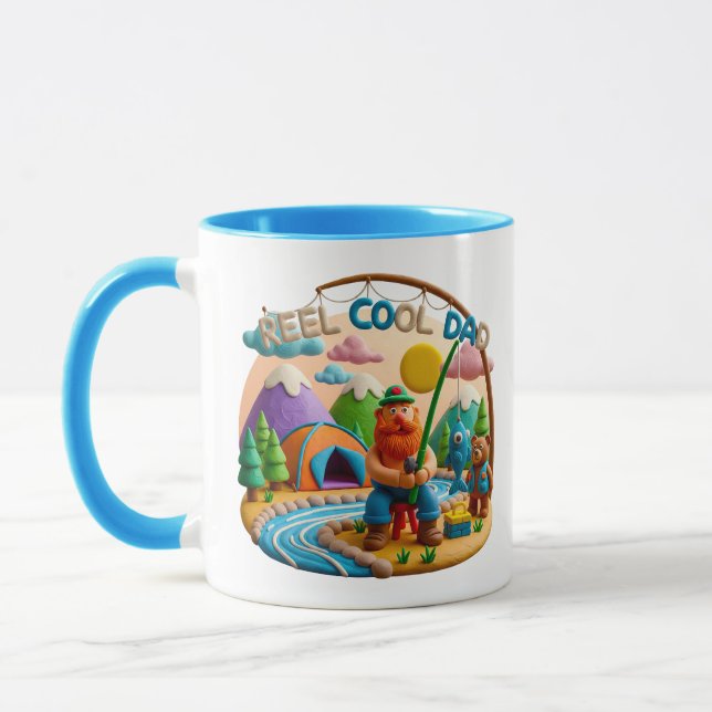 Clay Art “Reel Cool Dad” Fishing Scene Design Mug (Left)