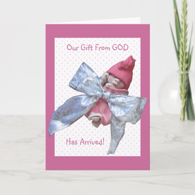 Clay Baby: Birth Announcement: Our Gift From God Announcement (Front)