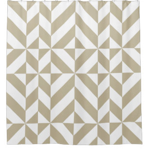Clay Beige Geometric Cube Pattern Shower Curtain