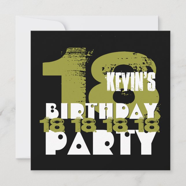 CLAY BLACK 18th Birthday Party 18 Year Old V10B Invitation (Front)