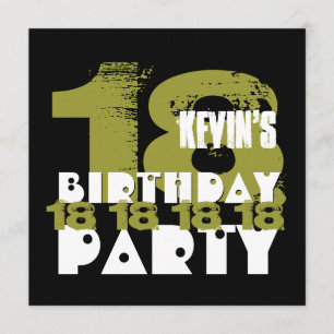 CLAY BLACK 18th Birthday Party 18 Year Old V10B Invitation