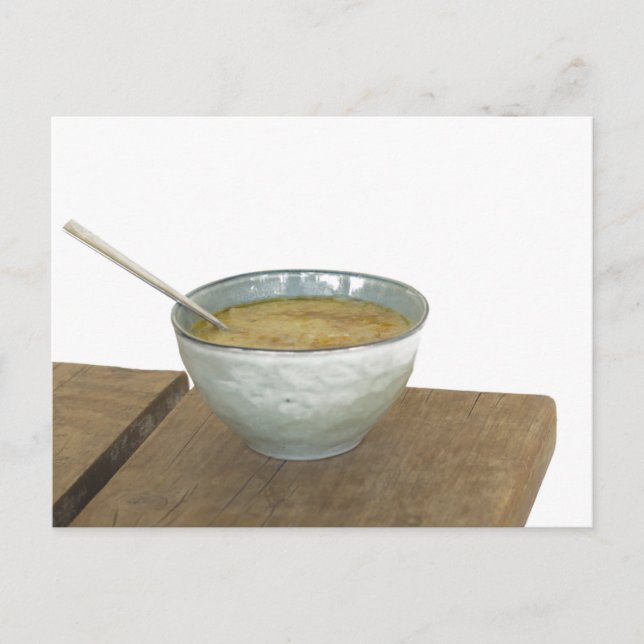 Clay Bowl Spoon Oats Porridge Table Postcard (Front)