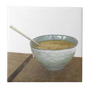 Clay Bowl Spoon Oats Porridge Table  Tile
