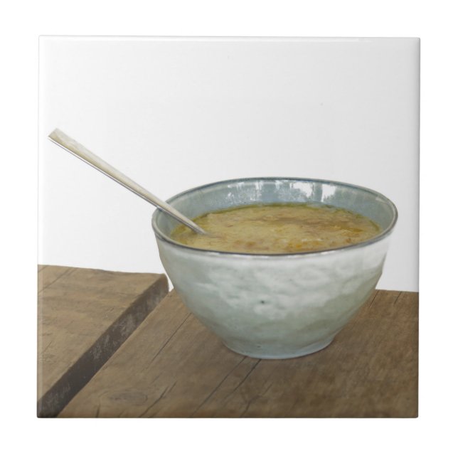 Clay Bowl Spoon Oats Porridge Table  Tile (Front)