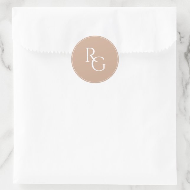 Clay | Chic Simple Initials  Classic Round Sticker (Bag)