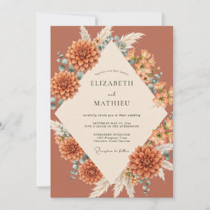 Clay Dahlia Wedding Invitation