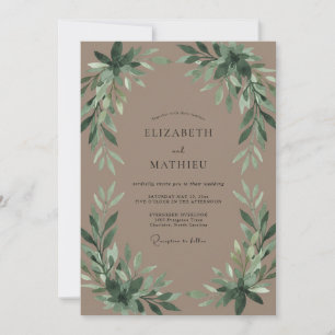 Clay Emerald Foliage Eucalyptus Wedding Invitation