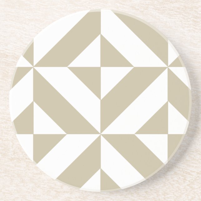 Clay Geometric Deco Cube Pattern Coaster (Front)