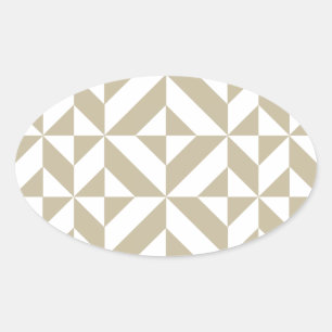 Clay Geometric Deco Cube Pattern Oval Sticker
