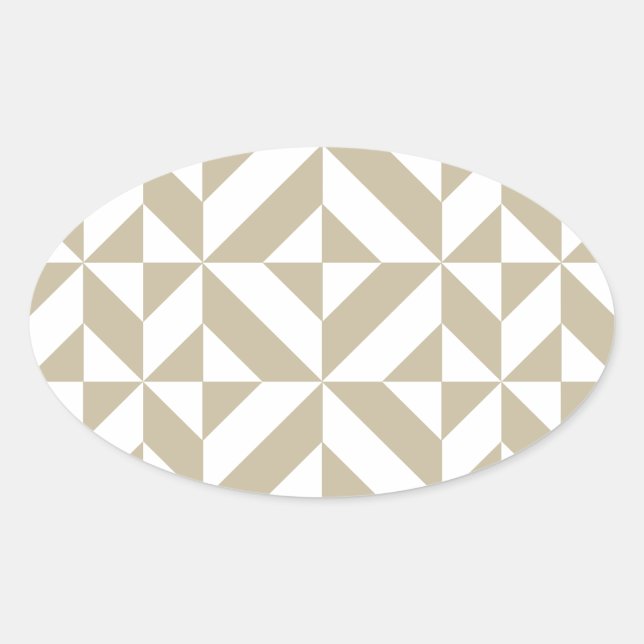 Clay Geometric Deco Cube Pattern Oval Sticker (Front)