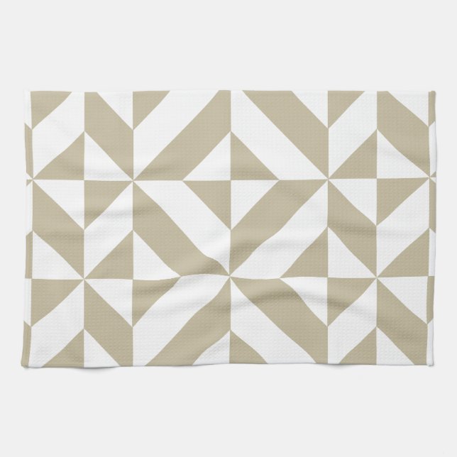 Clay Geometric Deco Cube Pattern Tea Towel (Horizontal)