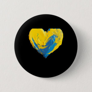 Clay Heart Ukraine Blue And Yellow 6 Cm Round Badge