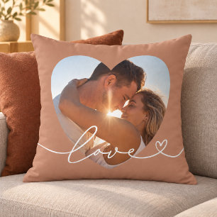 Clay Love Script Heart Photo Couple Cushion