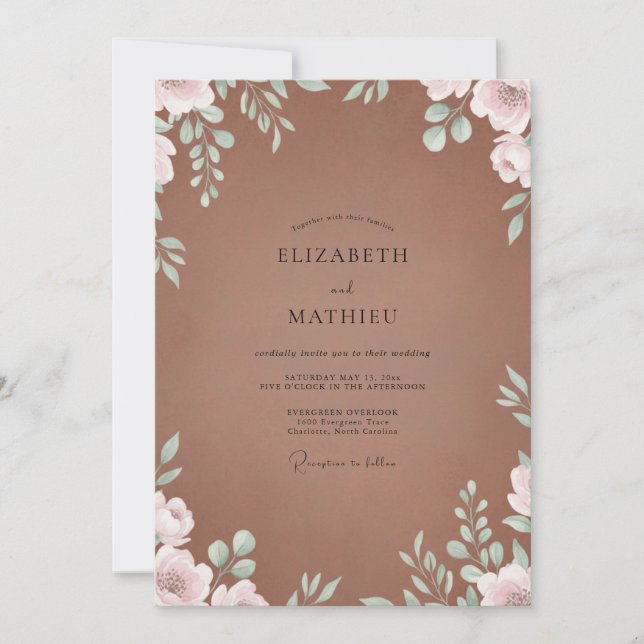 Clay Mint Foliage Eucalyptus Wedding Invitation (Front)