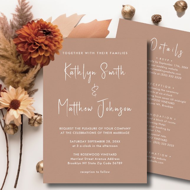 Clay Modern Script All In One Minimalist Wedding Invitation (Creator Uploaded)
