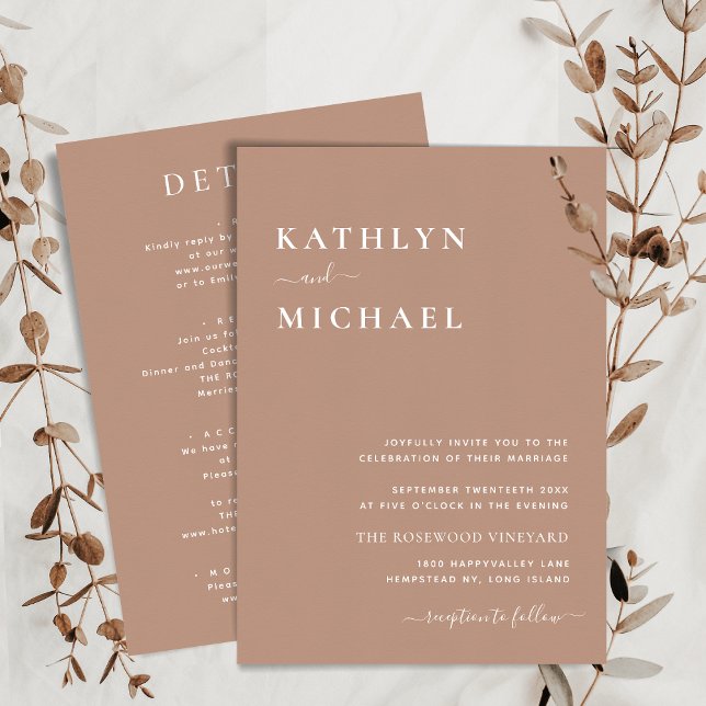 Clay Modern Typography All In One Simple Wedding Invitation (Creator Uploaded)