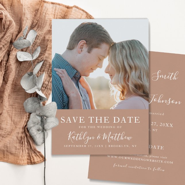 Clay Modern Typography Minimalist Photo Wedding Save The Date (Creator Uploaded)
