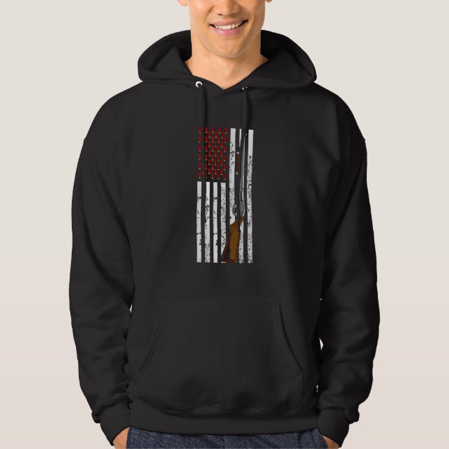Clay Pigeon Shooting Usa Flag Shotgun Cartridge Fl Hoodie (Front)