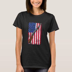 Clay Pigeon Shooting Usa Shotgun Flag On Back Shot T-Shirt