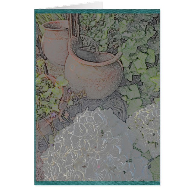 Clay pots and white hydrangea (Front)