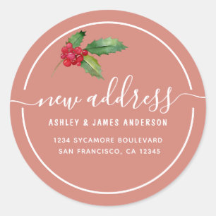 Clay Rose Christmas Holly New Address Seal