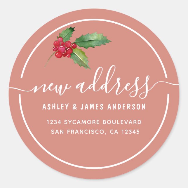 Clay Rose Christmas Holly New Address Seal (Front)
