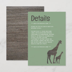 Clay Safari Giraffe, Rustic Wedding Detail Enclosure Card